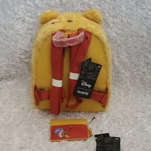 NWT Loungefly Winnie the Pooh Fuzzy mini backpack and cardholder Be Sweet as Honey with NEW Fuzzy Winnie the Pooh Loungefly  main image 4